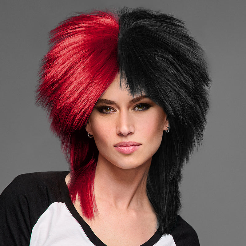 SPIRIT WEAR SPIKY SPIRIT WIG IN COLOR RED 186 & BLACK