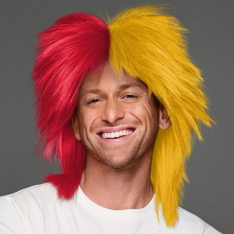 SPIRIT WEAR SPIKY SPIRIT WIG IN COLOR RED 186 & GOLD 142