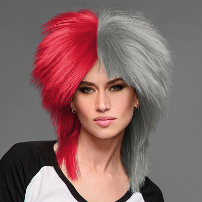 SPIRIT WEAR SPIKY SPIRIT WIG IN COLOR RED 186 & GRAY 421