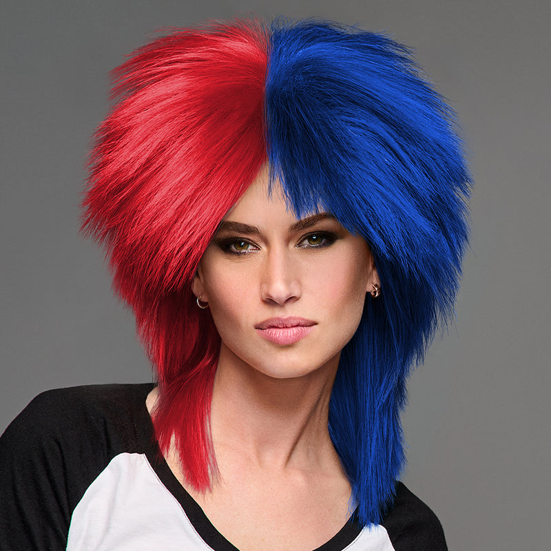 SPIRIT WEAR SPIKY SPIRIT WIG IN COLOR RED 200 & BLUE 281