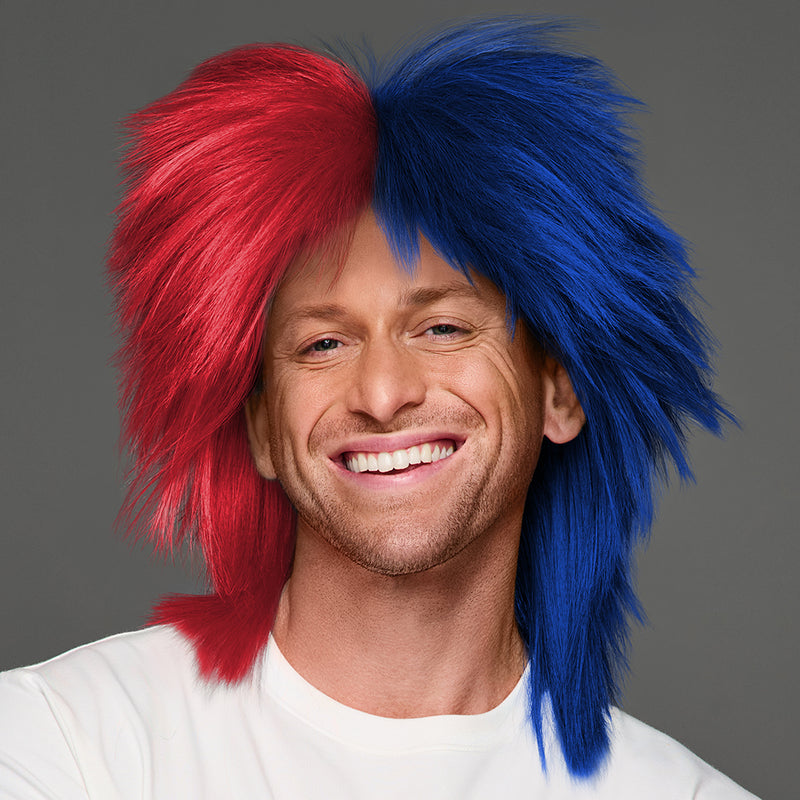 SPIRIT WEAR SPIKY SPIRIT WIG IN COLOR RED 200 & BLUE 281