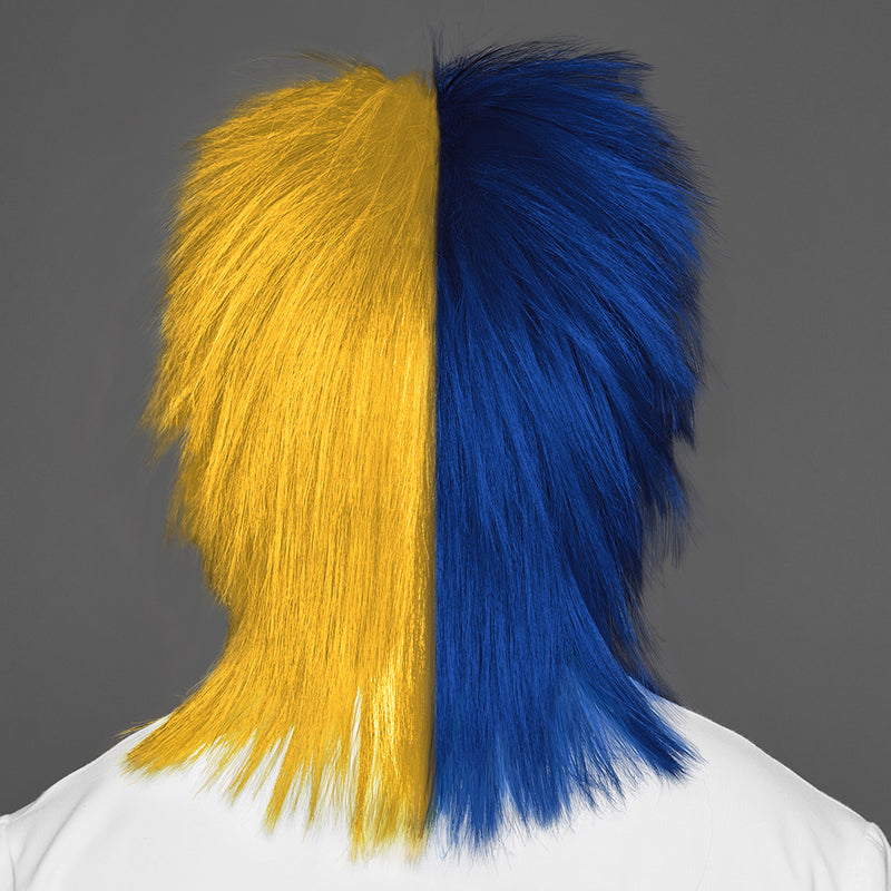 SPIRIT WEAR SPIKY SPIRIT WIG IN COLOR BLUE 282 & GOLD 1235