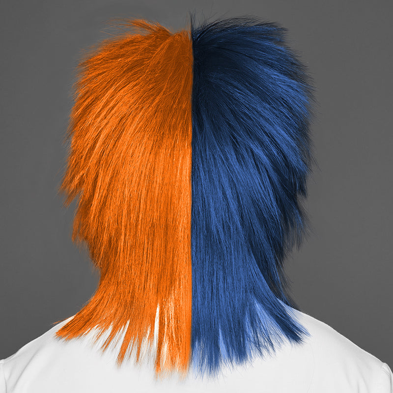 SPIRIT WEAR SPIKY SPIRIT WIG IN COLOR BLUE 289 & ORANGE 158