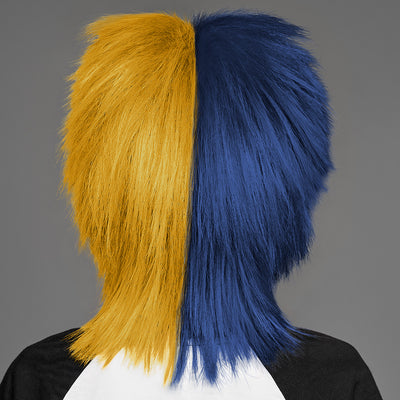 SPIRIT WEAR SPIKY SPIRIT WIG IN COLOR BLUE 295 & GOLD 124