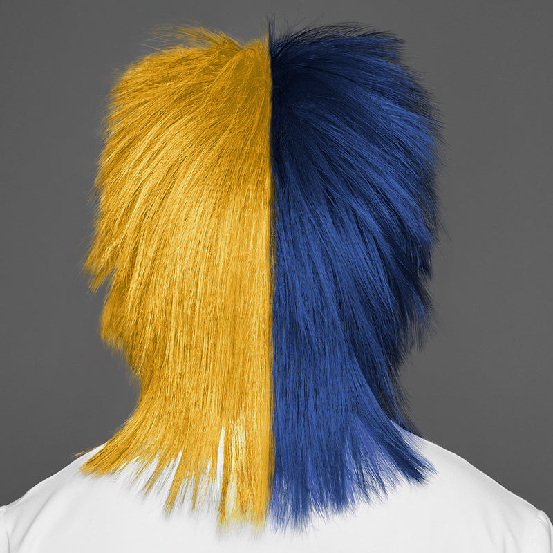 SPIRIT WEAR SPIKY SPIRIT WIG IN COLOR BLUE 295 & GOLD 124