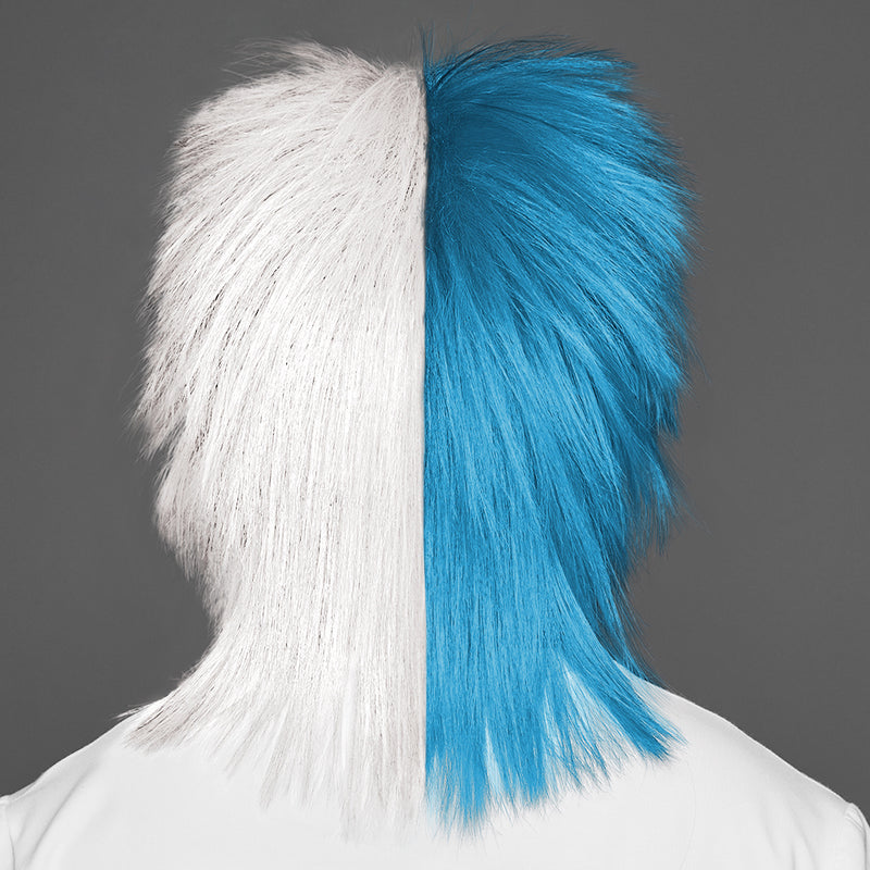 SPIRIT WEAR SPIKY SPIRIT WIG IN COLOR BLUE 542 & WHITE