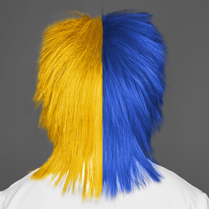 SPIRIT WEAR SPIKY SPIRIT WIG IN COLOR BLUE 661 & GOLD 1235