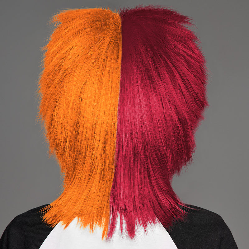 SPIRIT WEAR SPIKY SPIRIT WIG IN COLOR MAROON 208 & ORANGE 158