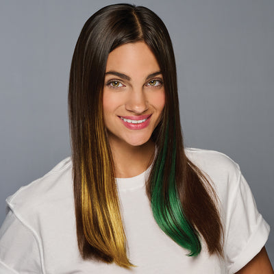 SPIRIT WEAR 2PC CLIP-IN COLOR HAIR EXTENSION IN COLOR GOLD 1235 & GREEN 3435