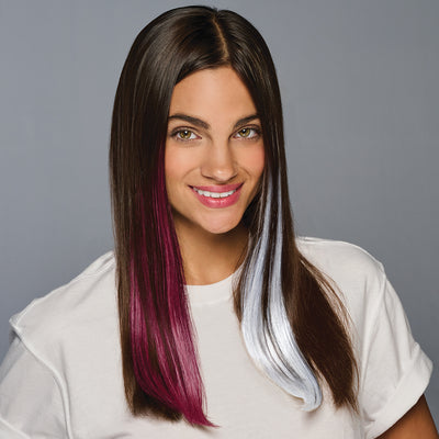 SPIRIT WEAR 2PC CLIP-IN COLOR HAIR EXTENSION IN COLOR MAROON 7421 & WHITE