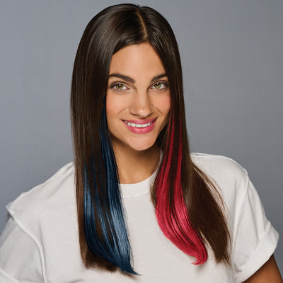 SPIRIT WEAR 2PC CLIP-IN COLOR HAIR EXTENSION IN COLOR BLUE 5395 & RED 187