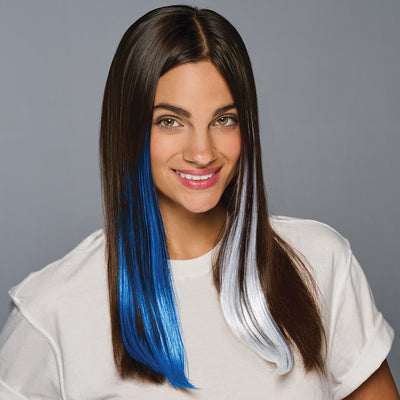 SPIRIT WEAR 2PC CLIP-IN COLOR HAIR EXTENSION IN COLOR BLUE 2935 & WHITE
