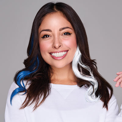 SPIRIT WEAR 2PC WAVY CLIP-IN COLOR HAIR EXTENSION IN COLOR BLUE 2936 & WHITE