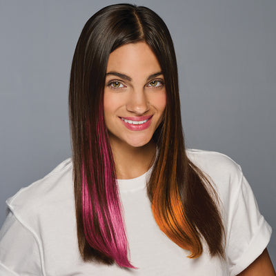 SPIRIT WEAR 2PC CLIP-IN COLOR HAIR EXTENSION IN COLOR MAROON 208 & ORANGE 158