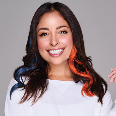 SPIRIT WEAR 2PC WAVY CLIP-IN COLOR HAIR EXTENSION IN COLOR BLUE 533 & ORANGE 172