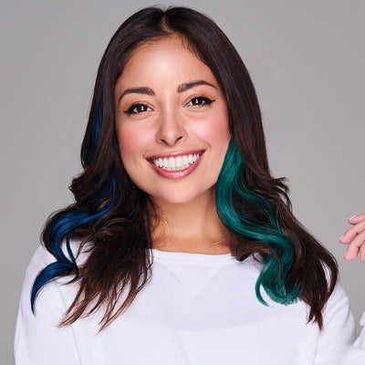 SPIRIT WEAR  2PC WAVY CLIP-IN COLOR HAIR EXTENSION IN COLOR BLUE 289 & GREEN 7721