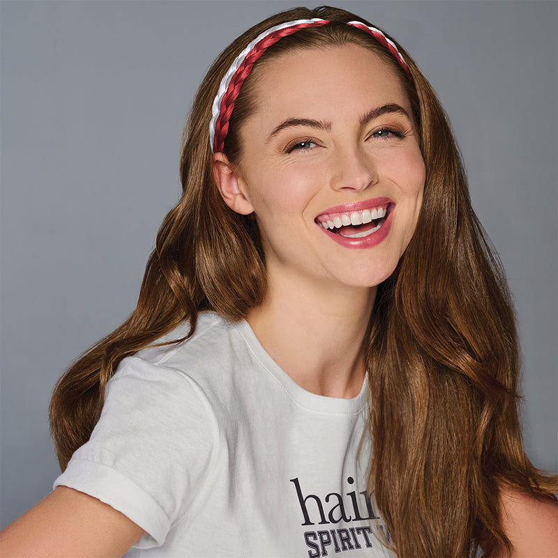 SPIRIT WEAR 2PC BRAID HEADBAND IN COLOR RED 200 & WHITE