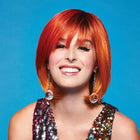 Woman wearing a Fierce Fire Wig - View from the front