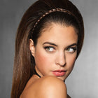 Woman wearing a French Braid Headband in Chocolate Copper