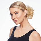 Woman wearing Its A Wrap hairpiece in Golden Wheat