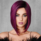 Woman wearing Midnight Berry Wig - View from the front