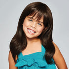 Young girl wearing Pretty In Layers Childrens Wig in Dark Chocolate - View from the front