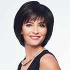 Woman wearing Seriously Sleek Bob Wig in Midnight Brown - View from the front