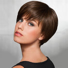 Woman wearing Short and Sleek Wig in Chestnut - View from the front