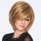 Woman wearing Sleek And Chic Wig in Rooted Golden Wheat - View from the front