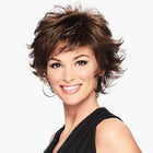 Woman wearing Textured Flip Wig in Chestnut - View from the front