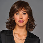 Woman wearing Textured Layers Wig in Chocolate Copper - View from the front