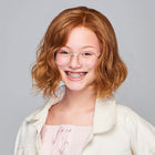 Young girl wearing Tousled with Love Childrens Wig in Ginger Red - View from the front