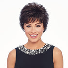 Woman wearing Voluminous Crop Wig in Midnight Brown - View from the front
