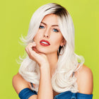 Woman wearing Whiteout wig - View from the front